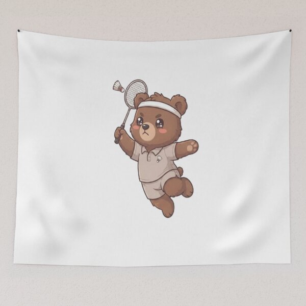 Item preview, Cute Bear Playing Badminton Game designed and sold by Ella_Sketch.