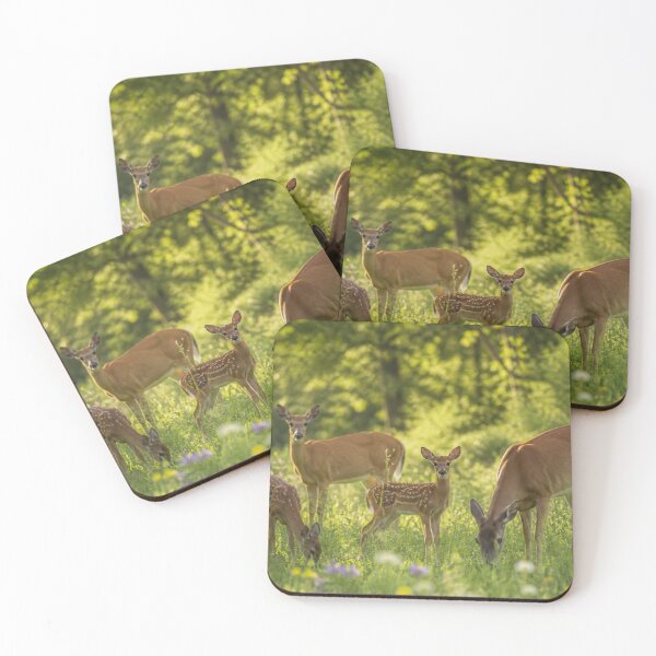 Item preview, Deer Family And Fawns In Peaceful Woodland Wildflower Meadow designed and sold by ThatSurreyLife.
