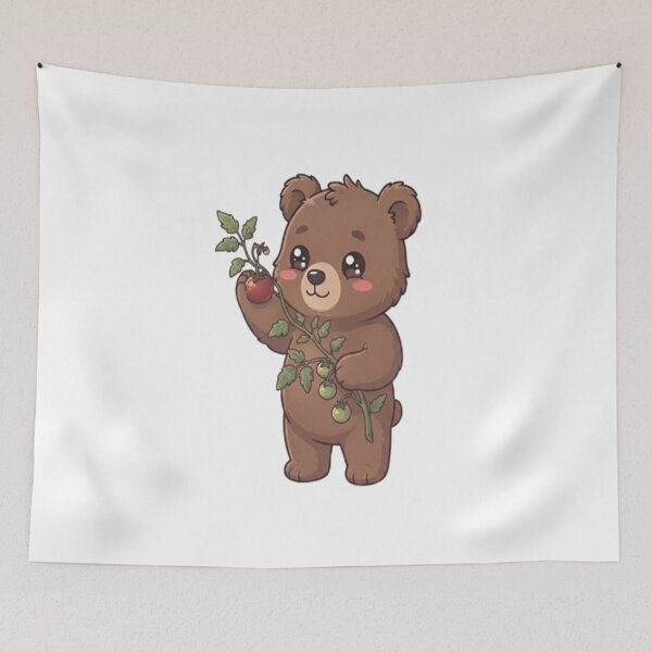 Item preview, Cute Bear Holding Tomato Vine designed and sold by Ella_Sketch.