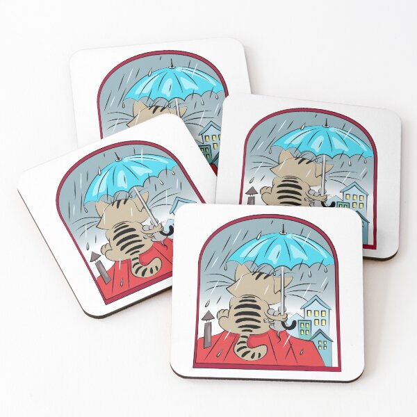 Item preview, Cute Cat Walking in the Rain designed and sold by Ekaterina  Biserova.