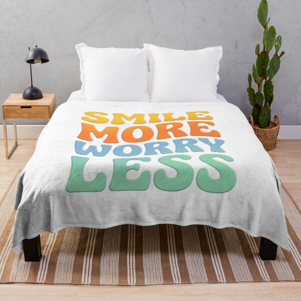 Item preview, Smile More Worry Less Retro Typography Quote designed and sold by HometownCozyCo.