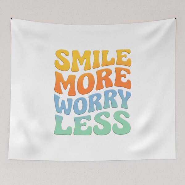 Item preview, Smile More Worry Less Retro Typography Quote designed and sold by HometownCozyCo.