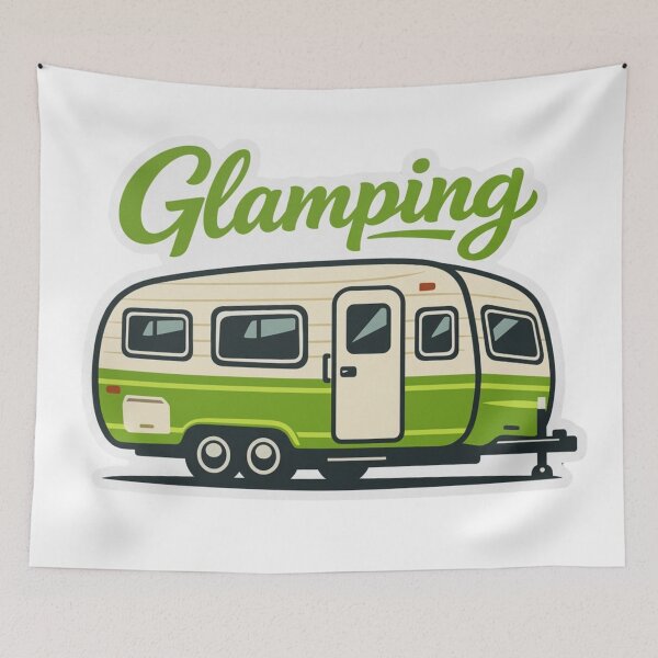 Item preview, Glamping Camper – Vintage Lime‑Green Adventure designed and sold by GabeMountainArt.