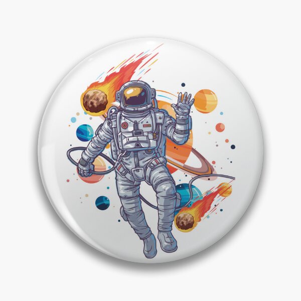 Item preview, Astronaut Exploring Space with Planets and Meteors designed and sold by yuki-hana.