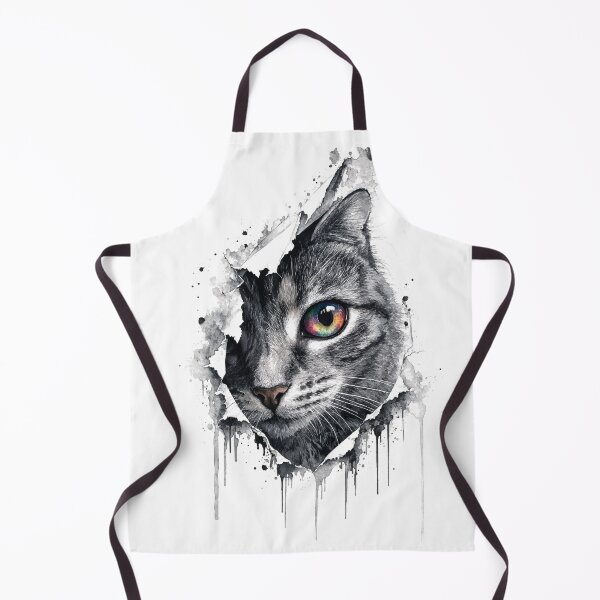 Item preview, Tabby Cat Ink Portrait with Rainbow Eye designed and sold by digital.stickerperso.com.