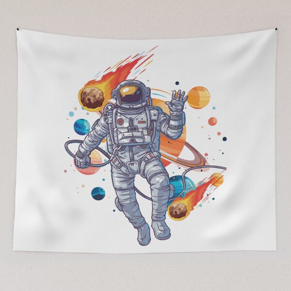 Item preview, Astronaut Exploring Space with Planets and Meteors designed and sold by yuki-hana.