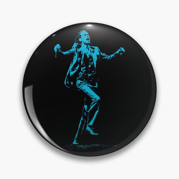 Item preview, Nick Cave Performance High-Contrast Stage Post Punk Cyan Distressed Halftone designed and sold by surmind.