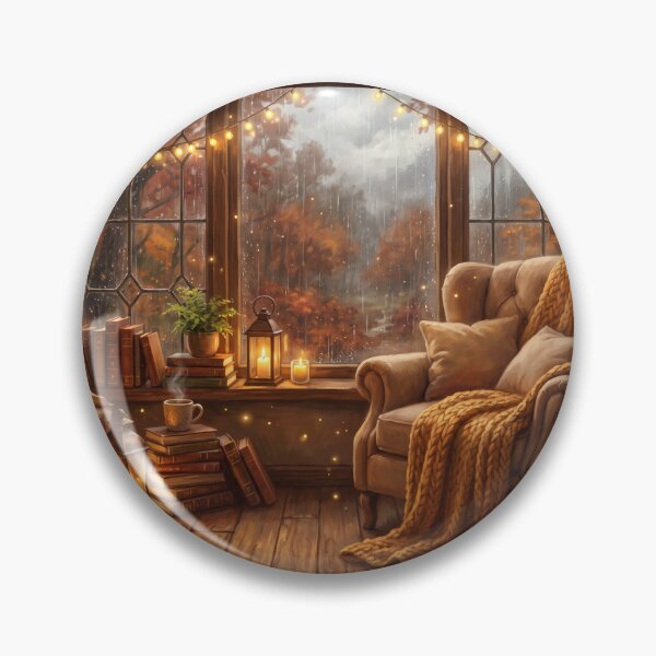 Item preview, Rainy Window Reading Corner | Cozy Hygge Book Lover Wall Art designed and sold by SebastianSpace.