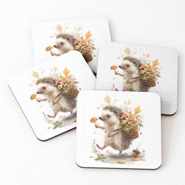 Item preview, Autumn Hedgehog – Mushroom Foraging Watercolor designed and sold by Helenaphotoart.