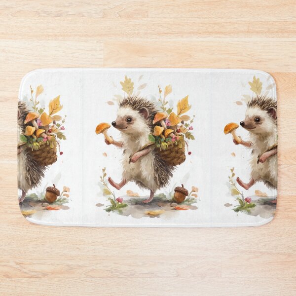 Item preview, Autumn Hedgehog – Mushroom Foraging Watercolor designed and sold by Helenaphotoart.