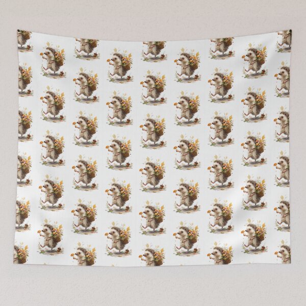 Item preview, Autumn Hedgehog – Mushroom Foraging Watercolor designed and sold by Helenaphotoart.
