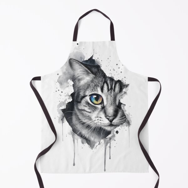Item preview, Tabby Cat Ink Portrait with Rainbow Eye designed and sold by digital.stickerperso.com.