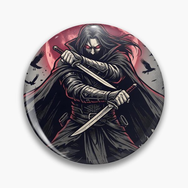 Item preview, Dark Fantasy Warrior With Swords and Red Moon Gothic Anime Style designed and sold by StickerNestYou.