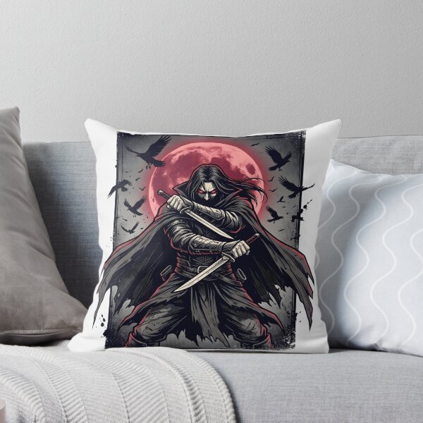 Item preview, Dark Fantasy Warrior With Swords and Red Moon Gothic Anime Style designed and sold by StickerNestYou.