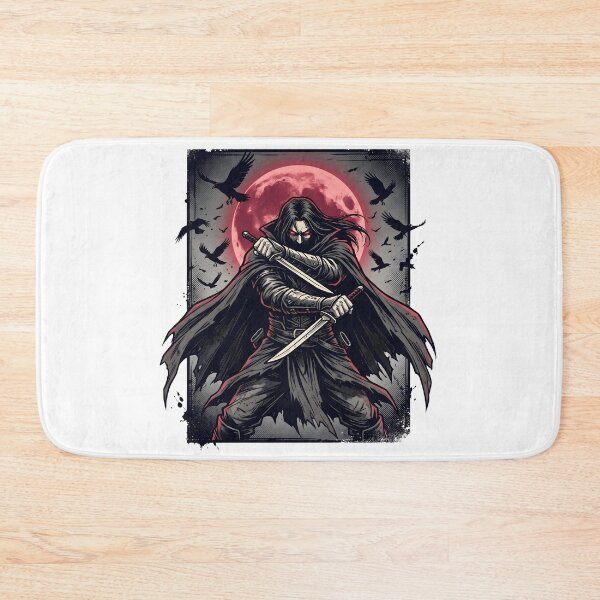 Item preview, Dark Fantasy Warrior With Swords and Red Moon Gothic Anime Style designed and sold by StickerNestYou.