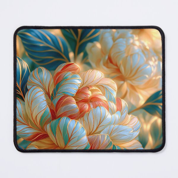 Item preview, Peony Floral Art in Gold, Red and Blue. designed and sold by MargaretWiktor.