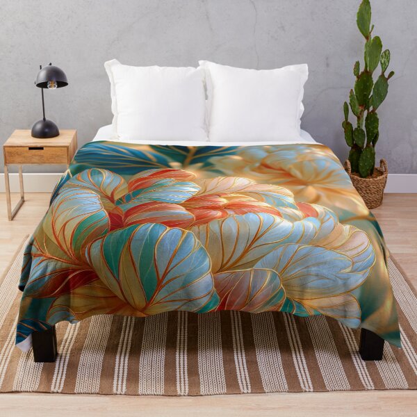 Item preview, Peony Floral Art in Gold, Red and Blue. designed and sold by MargaretWiktor.