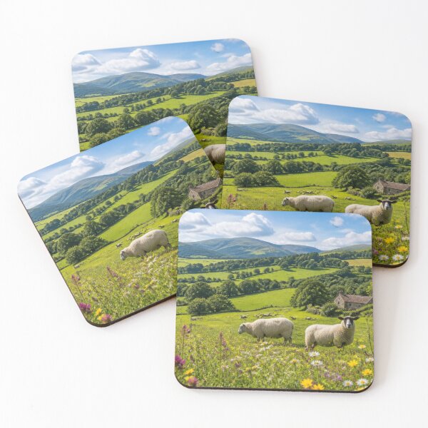 Item preview, Sheep Grazing In Colourful Wildflower English Countryside Landscape designed and sold by ThatSurreyLife.