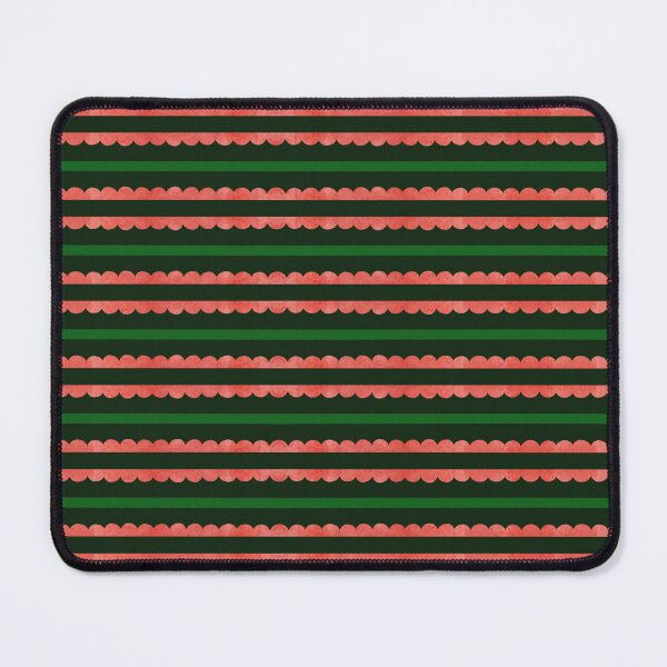Item preview, Red and Green Watercolor Scallop and Stripes Pattern on Dark Green designed and sold by QuestingPixel.