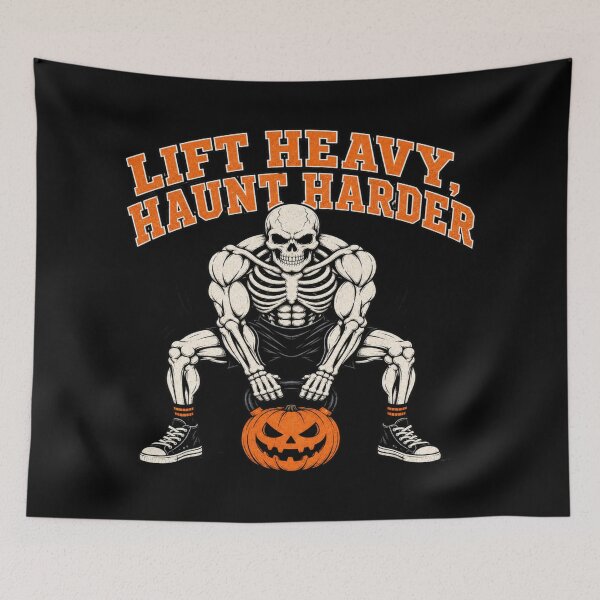 Item preview, Lift Heavy Haunt Harder Shirt, Comfort Colors® Skeleton Gym Tee, Funny Halloween Fitness Workout Graphic designed and sold by TshirtsLabs.