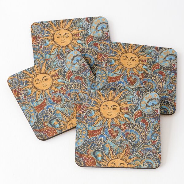 Item preview, Celestial Sun Moon Stars Patchwork | Vintage Cosmic Astrology Collage designed and sold by flowerpower999.