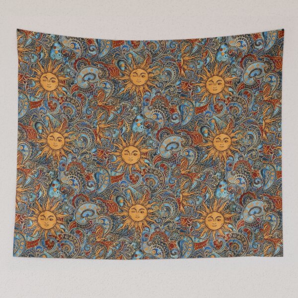 Item preview, Celestial Sun Moon Stars Patchwork | Vintage Cosmic Astrology Collage designed and sold by flowerpower999.