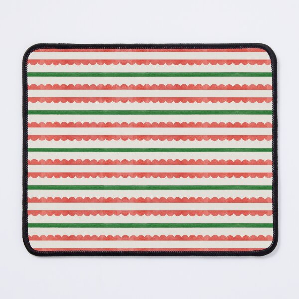 Item preview, Red and Green Watercolor Scallop and Stripes Pattern on Cream designed and sold by QuestingPixel.
