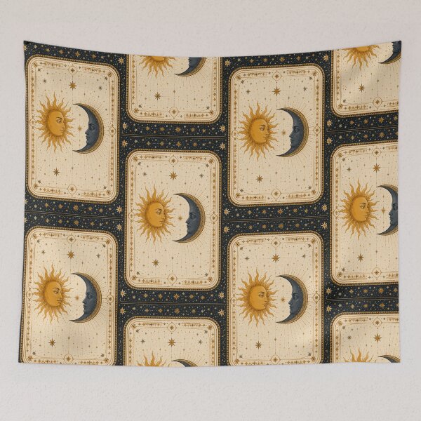 Item preview, Celestial Sun Moon Stars Patchwork | Vintage Cosmic Astrology Collage designed and sold by flowerpower999.