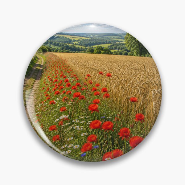 Item preview, Poppy Lined Country Path Beside Golden Wheat Field Summer Countryside designed and sold by ThatSurreyLife.