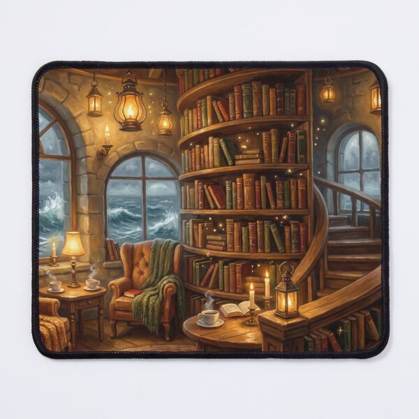 Item preview, Lighthouse Library | Coastal Fantasy Reading Room Wall Art designed and sold by SebastianSpace.
