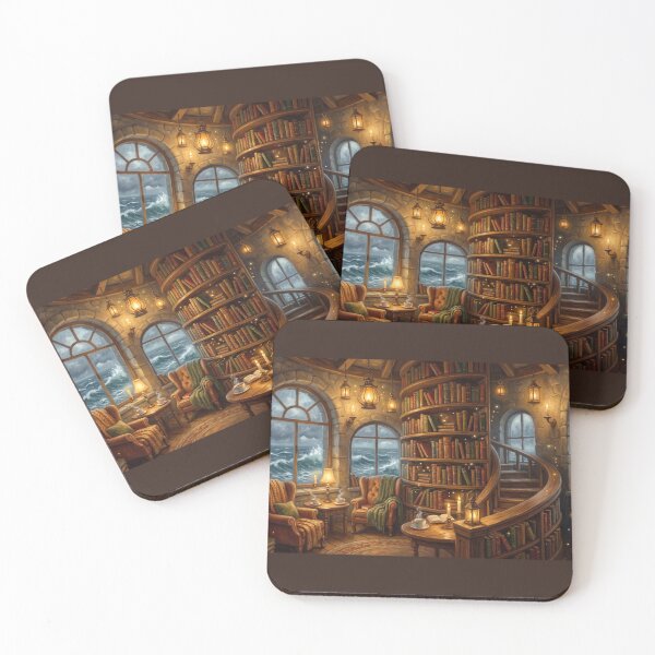 Item preview, Lighthouse Library | Coastal Fantasy Reading Room Wall Art designed and sold by SebastianSpace.