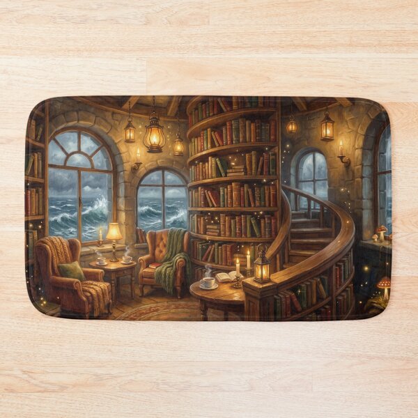 Item preview, Lighthouse Library | Coastal Fantasy Reading Room Wall Art designed and sold by SebastianSpace.