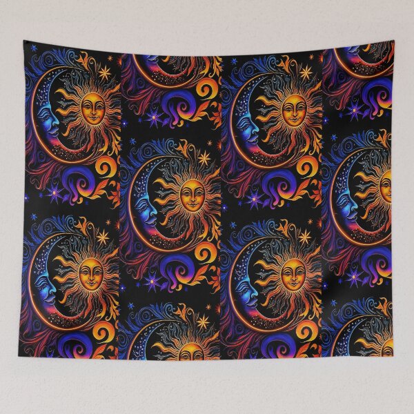 Item preview, Celestial Sun Moon Stars Patchwork | Vintage Cosmic Astrology Collage designed and sold by flowerpower999.