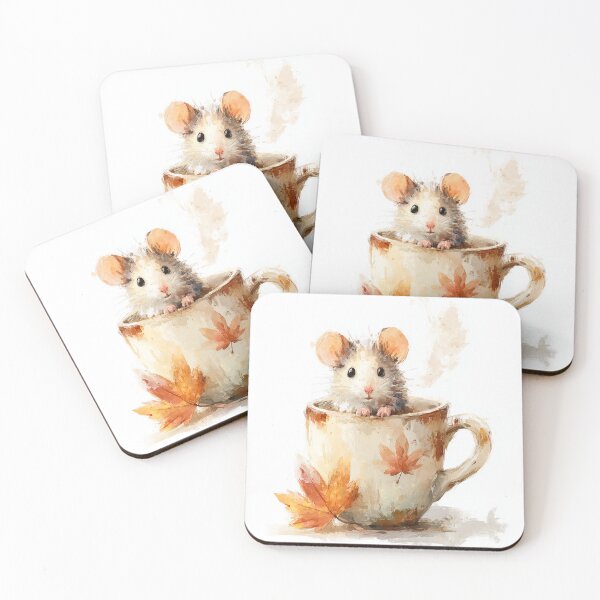 Item preview, Cozy Autumn Mouse in a Coffee Cup designed and sold by Helenaphotoart.