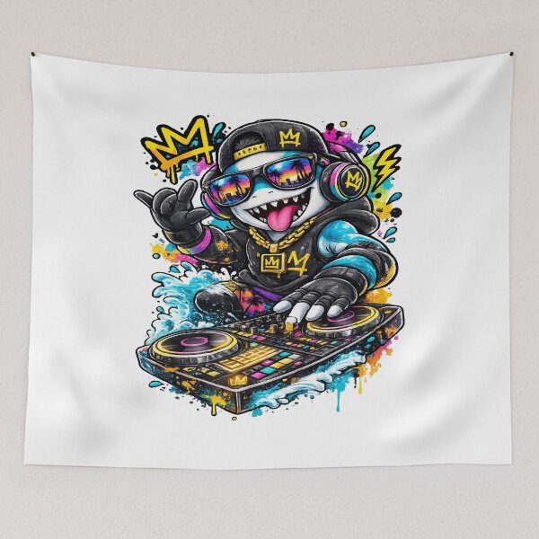 Item preview, DJ Shark Graffiti Music Streetwear Art designed and sold by JMDG Studio.