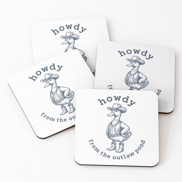Item preview, Howdy from the Outlaw Pond – Funny Cowboy Duck Western Design designed and sold by StickerNestYou.