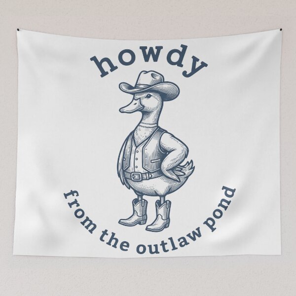 Item preview, Howdy from the Outlaw Pond – Funny Cowboy Duck Western Design designed and sold by StickerNestYou.