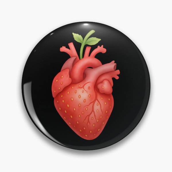 Item preview, Strawberry Anatomical Heart Watercolor Illustration Cute Fruit Art designed and sold by mijaczeek.