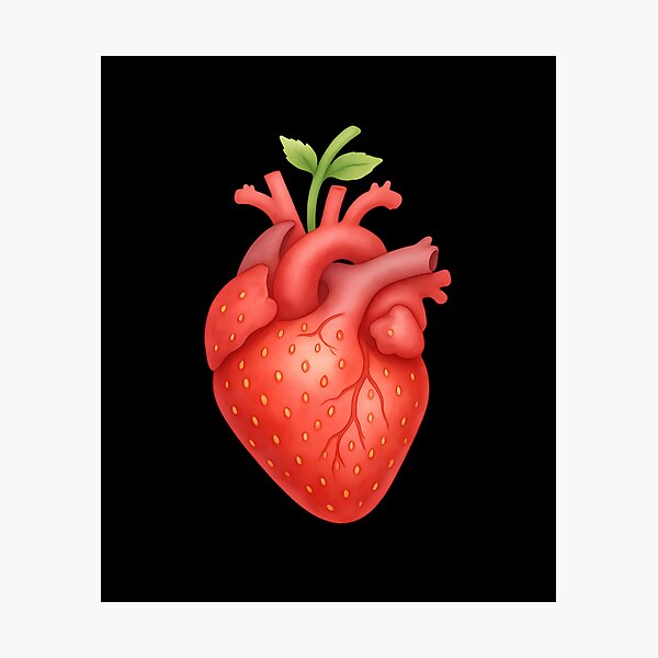 Item preview, Strawberry Anatomical Heart Watercolor Illustration Cute Fruit Art designed and sold by mijaczeek.