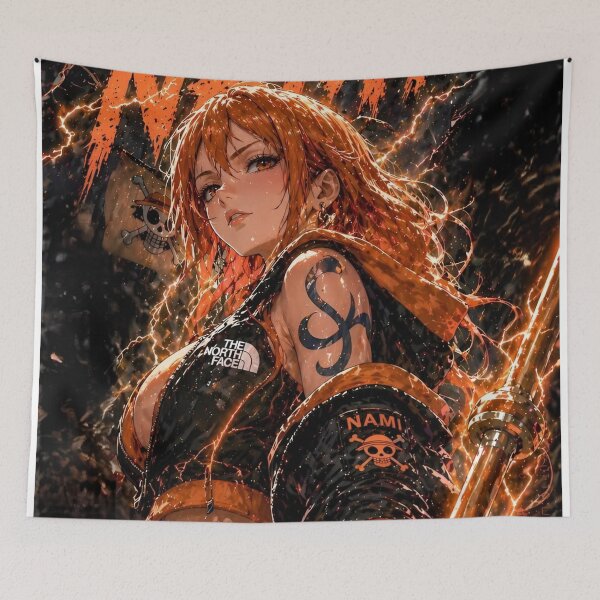 Item preview, Orange Haired Anime Warrior – Lightning Storm Pirate Girl Aesthetic designed and sold by Dyan4.