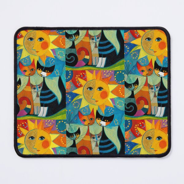 Item preview, Colorful Cat Family Art | Whimsical Folk Art Cats | Colorful Cat Lover Gift | Boho Wall Art designed and sold by flowerpower999.