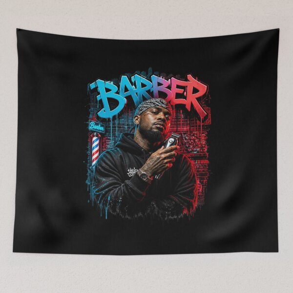Item preview, Blue and Red Barber Graffiti Urban Streetwear designed and sold by Barber MD Culture.