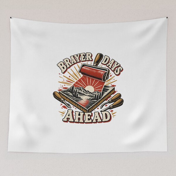 Item preview, Brayer Days Ahead Illustrated Linocut Artist Gift designed and sold by UrbanCanvvas.