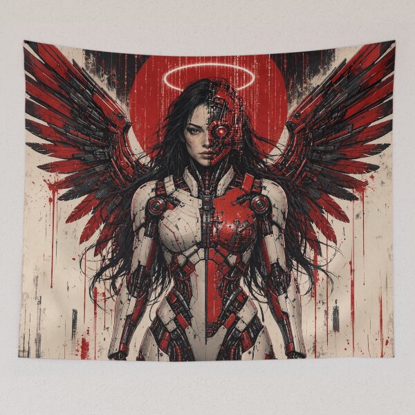 Item preview, Fallen Signal — Cyberpunk Angel Cyborg Art Print | Dark Sci-Fi Poster designed and sold by A-T-H.