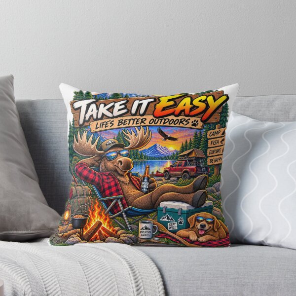 Item preview, Funny Moose Shirt – Take It Easy Life’s Better Outdoors Camping Adventure designed and sold by Molli98.