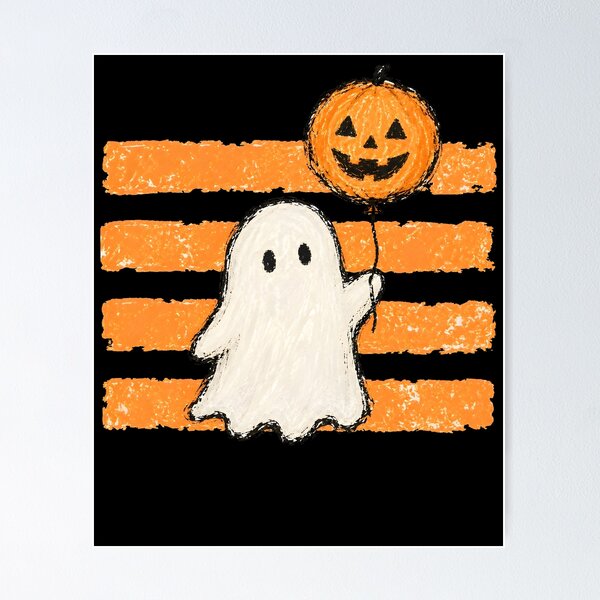 Item preview, Ghost with Jack-O'-Lantern Balloon Halloween Art designed and sold by cerima.