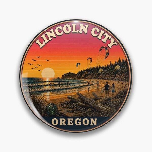 Item preview, Lincoln City Oregon Vintage Travel Badge designed and sold by Swanny's Custom T-shirt and Gift Designs.
