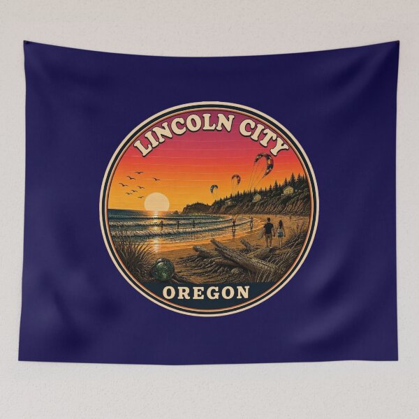 Item preview, Lincoln City Oregon Vintage Travel Badge designed and sold by Swanny's Custom T-shirt and Gift Designs.