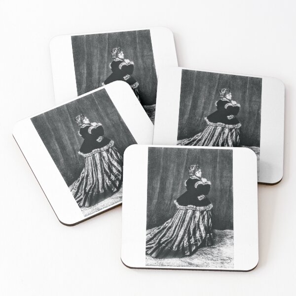 Item preview, Monet Woman in Black and Green Striped Dress Monochrome Art Print designed and sold by studio-koichiro.
