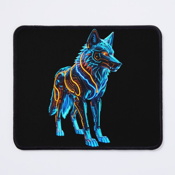 Item preview, Futuristic Neon Mecha Wolf Gamer Setup Art designed and sold by CuteSlothWorld.